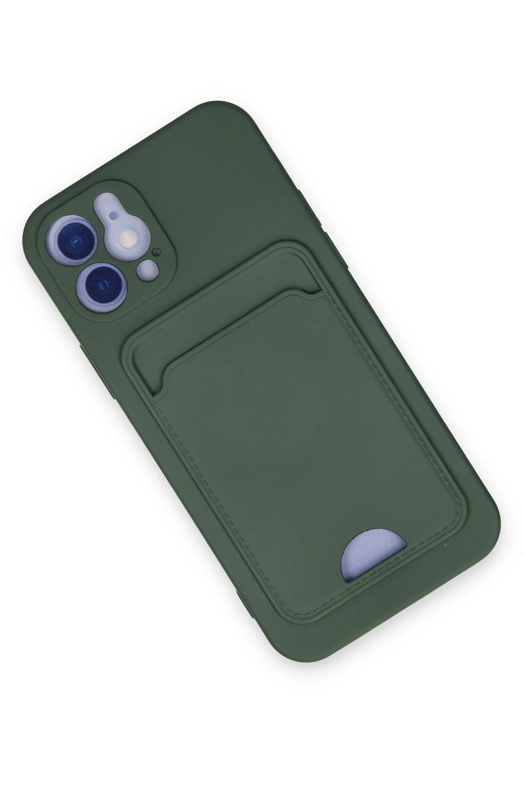 Mey İthalat® iPhone 12 Kılıf Kelvin Kartvizitli Silikon - Koyu Yeşil