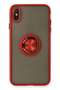 Mey İthalat® iPhone X Kılıf Montreal Yüzüklü Silikon Kapak - Kırmızı