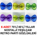 Mey İthalat® 70li 80li Yıllar Nostalji Yeşilçam Retro Parti Gözlükleri 6 Adet
