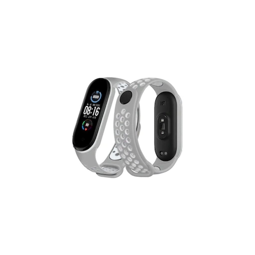 Mey İthalat® Mi Band 6 Spor Delikli Kordon - Gri-Kırmızı