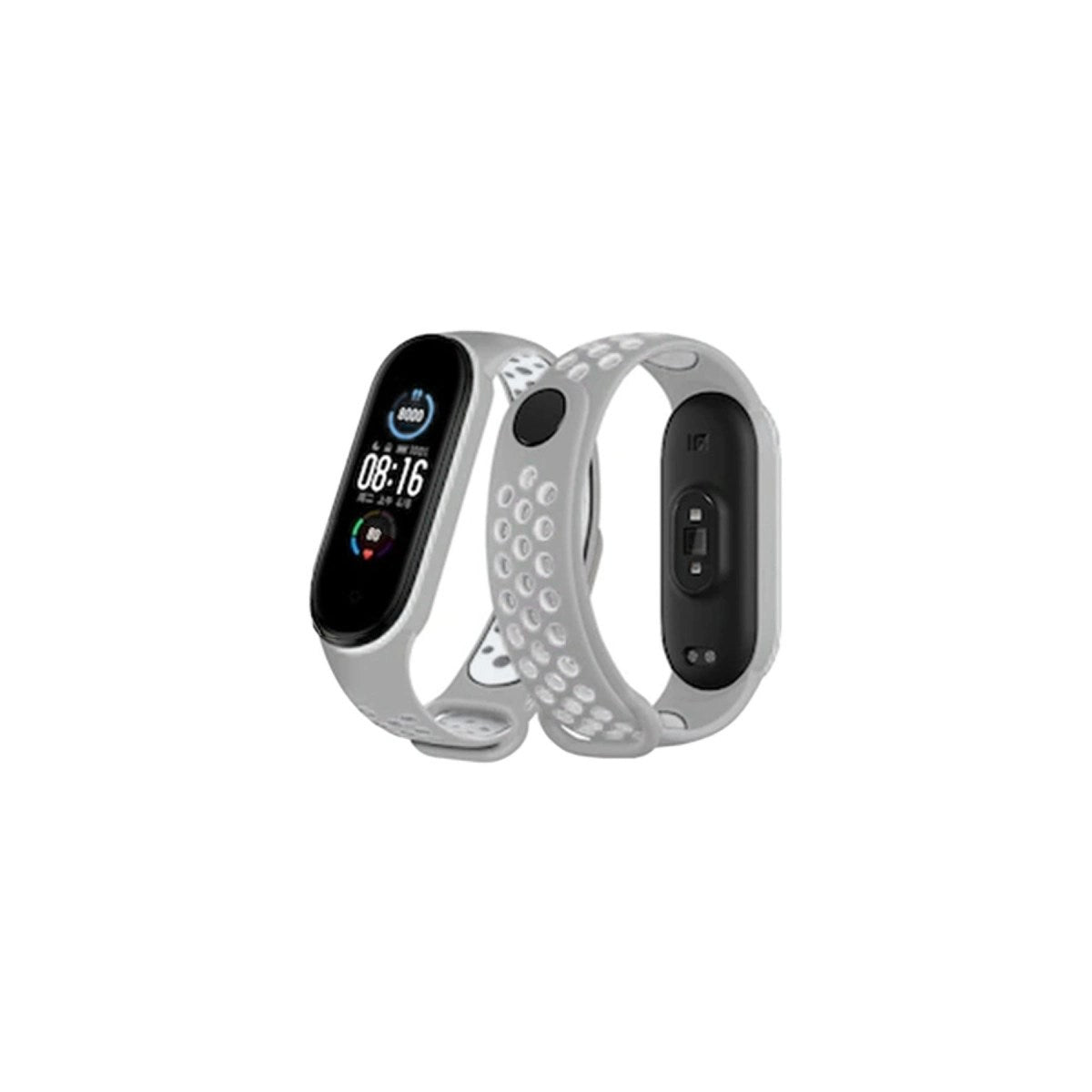 Mey İthalat® Mi Band 6 Spor Delikli Kordon - Gri-Kırmızı