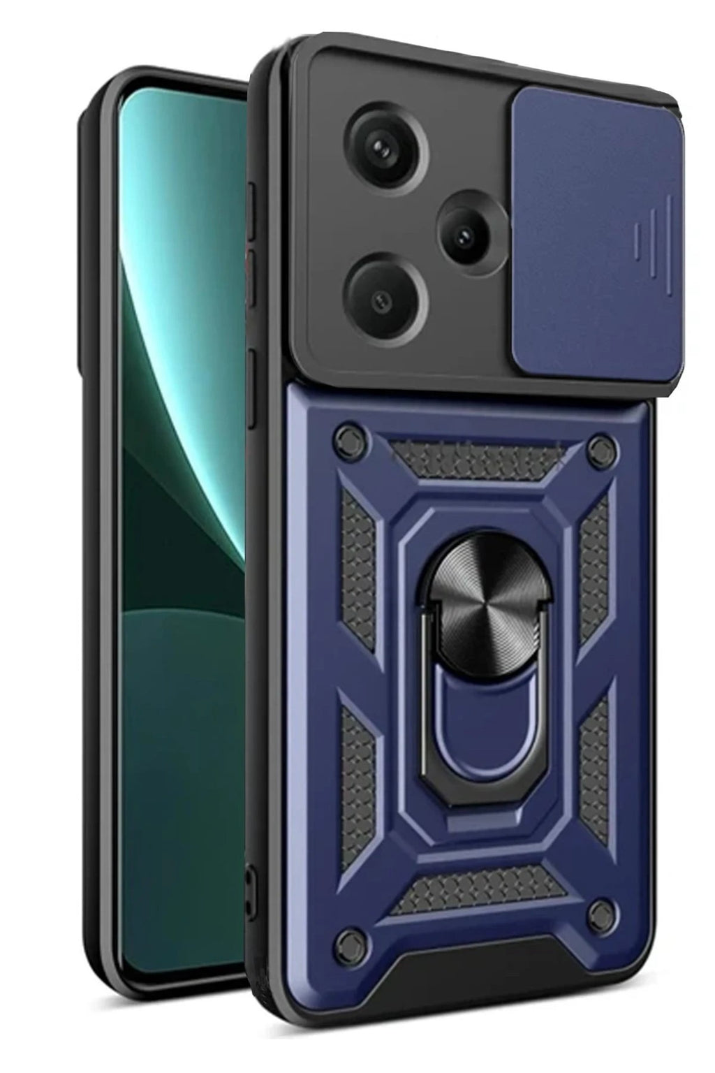 Mey İthalat® Redmi Note 13 Pro Plus Kılıf Pars Lens Yüzüklü Silikon - Lacivert