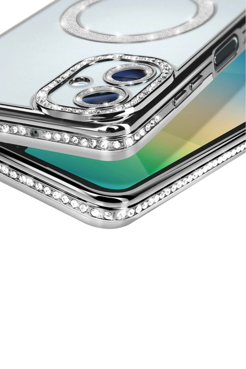 Mey İthalat® Samsung Galaxy A06 Joke Simli Magneticsafe Kılıf - Gümüş