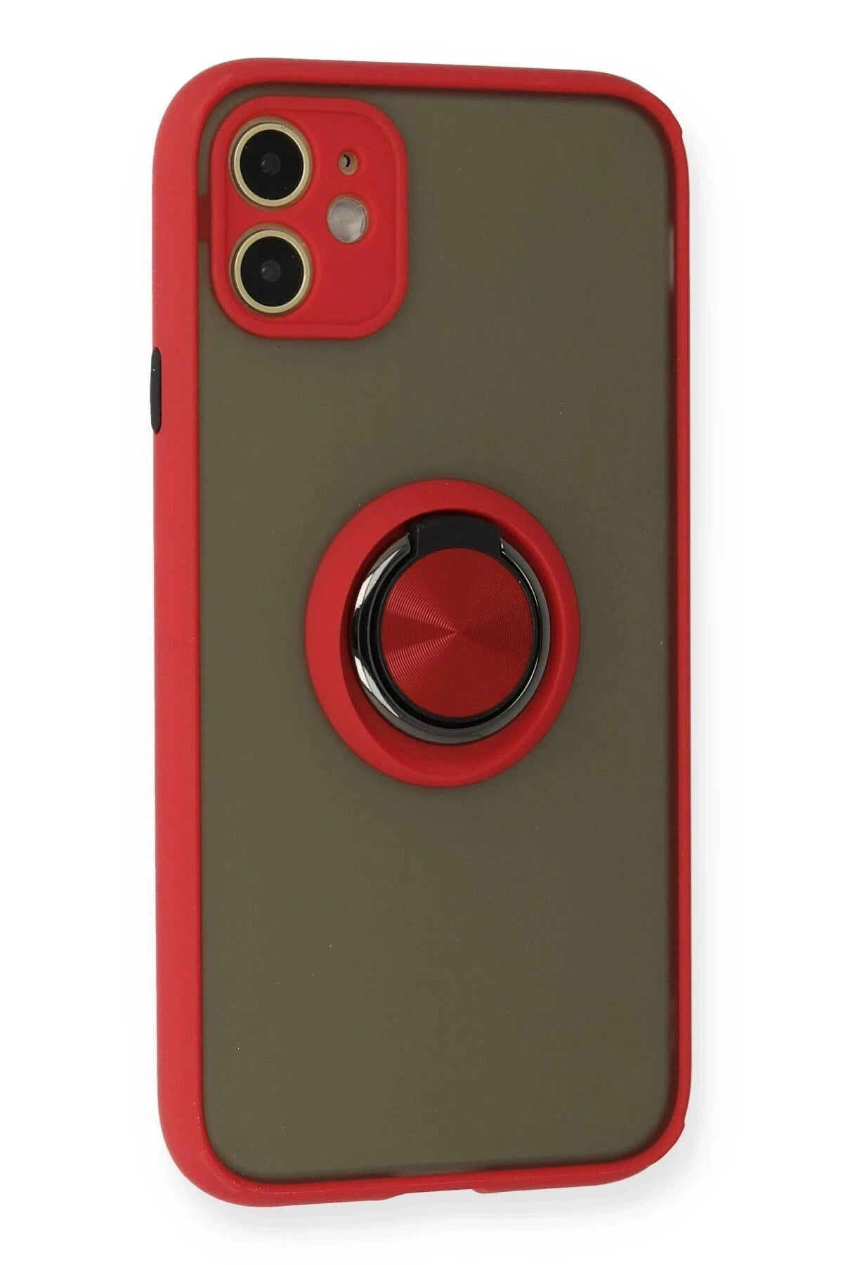 Mey İthalat® iPhone 11 Kılıf Montreal Yüzüklü Silikon Kapak - Kırmızı
