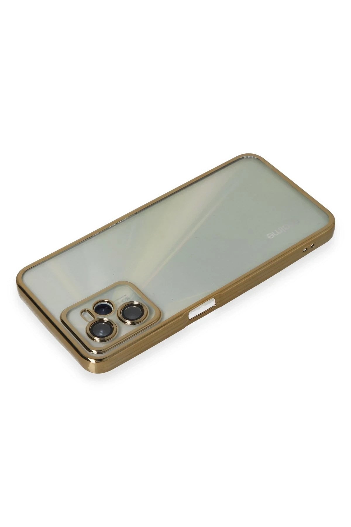 Mey İthalat® Realme C35 Kılıf Lensli Silikon - Gold