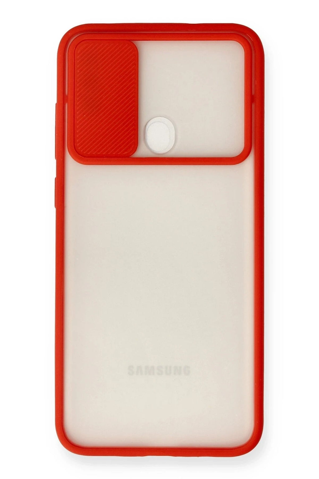 Mey İthalat® Samsung Galaxy A11 Kılıf Palm Buzlu Kamera Sürgülü Silikon - Kırmızı