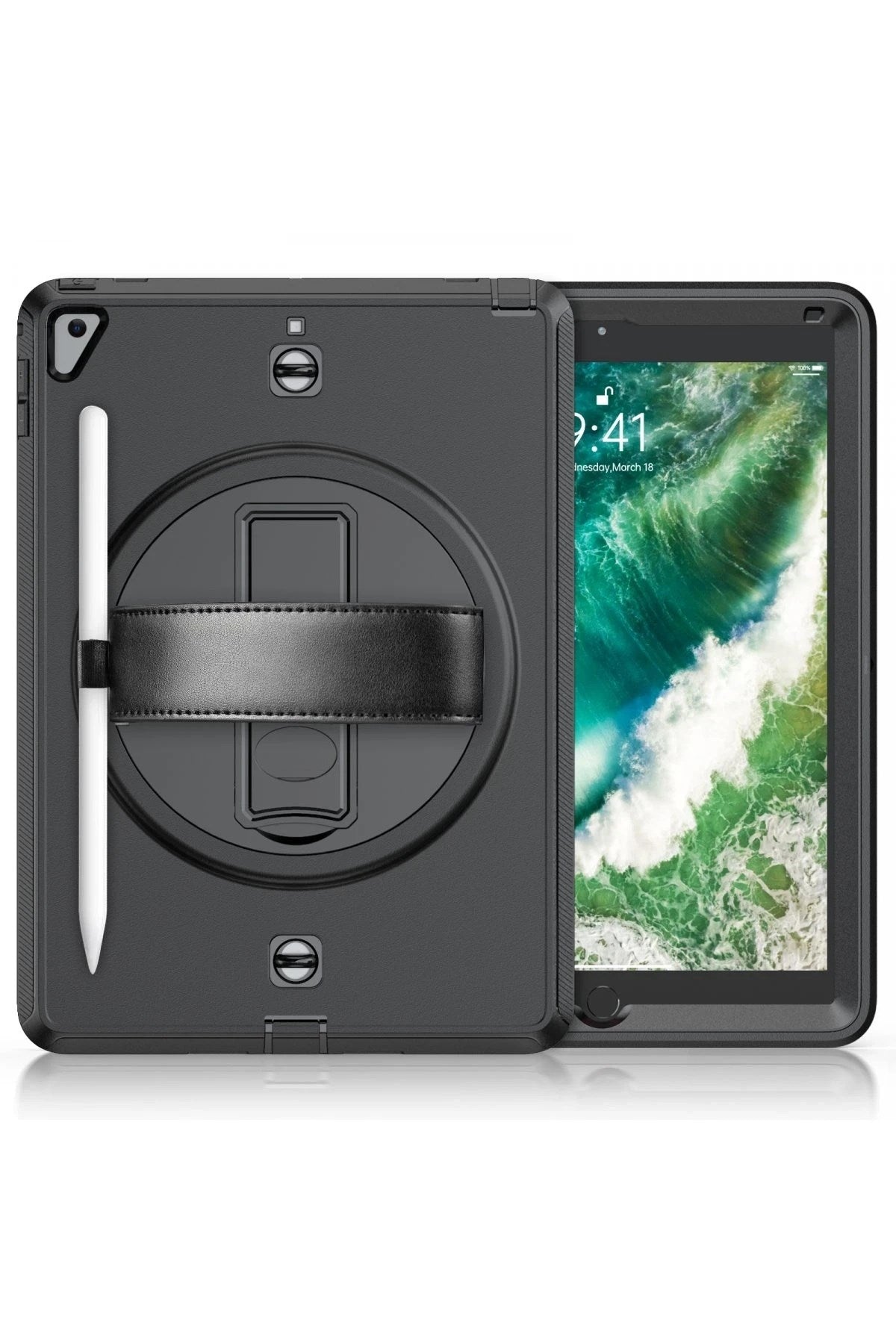 Mey İthalat® iPad 5 Air 9.7 Kılıf Strap-C Otterbox Tablet Kapak - Siyah