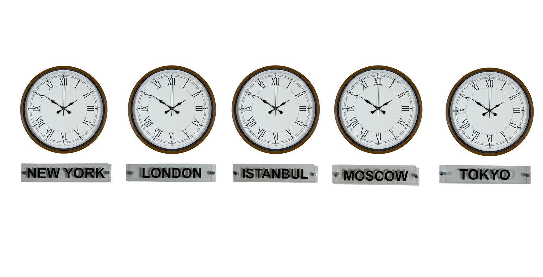 Prestige Kahverengi 36 Cm Tabelalı Dünya Saatleri 5’li Set