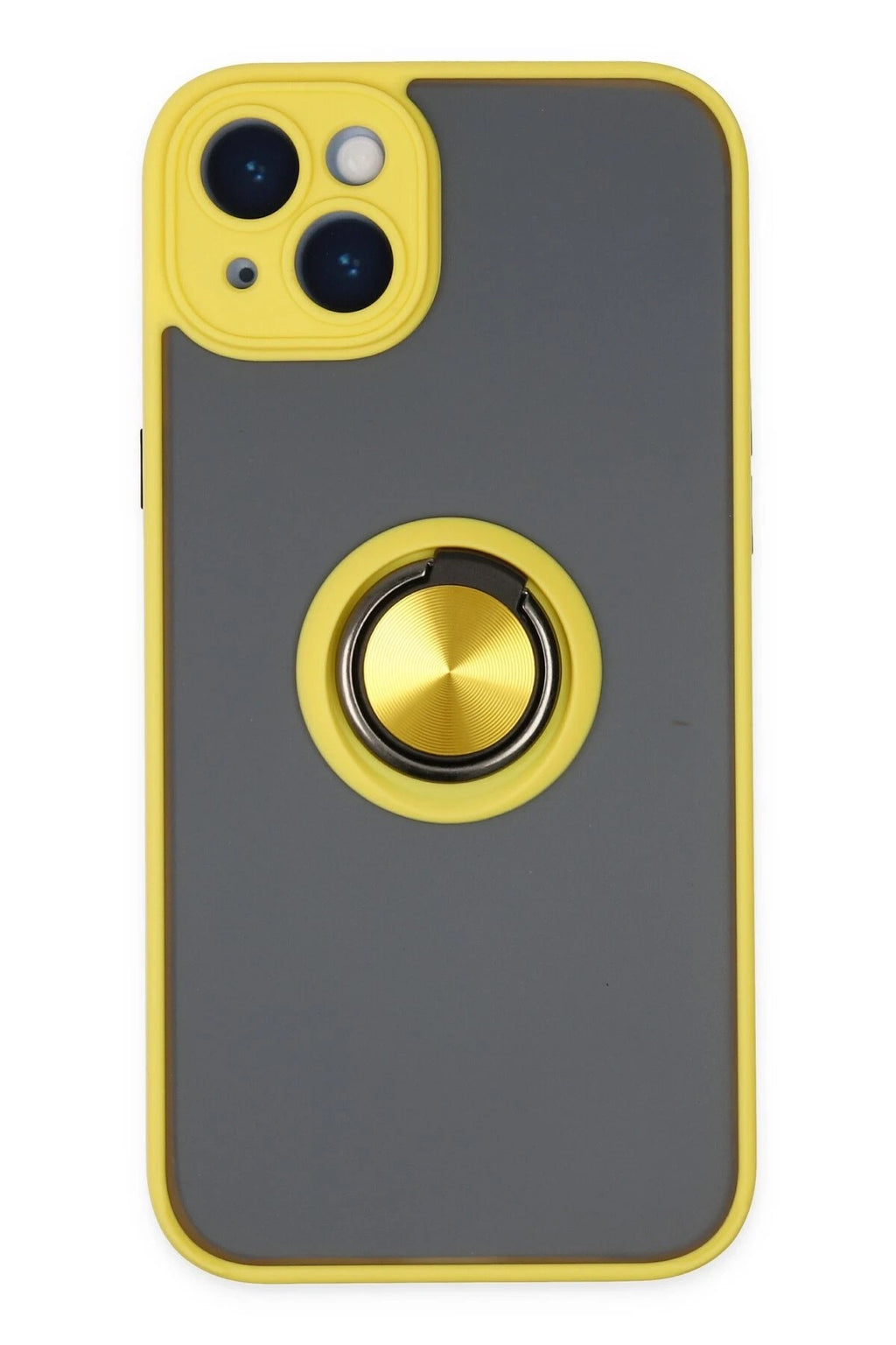 Mey İthalat® iPhone 14 Kılıf Montreal Yüzüklü Silikon Kapak - Sarı
