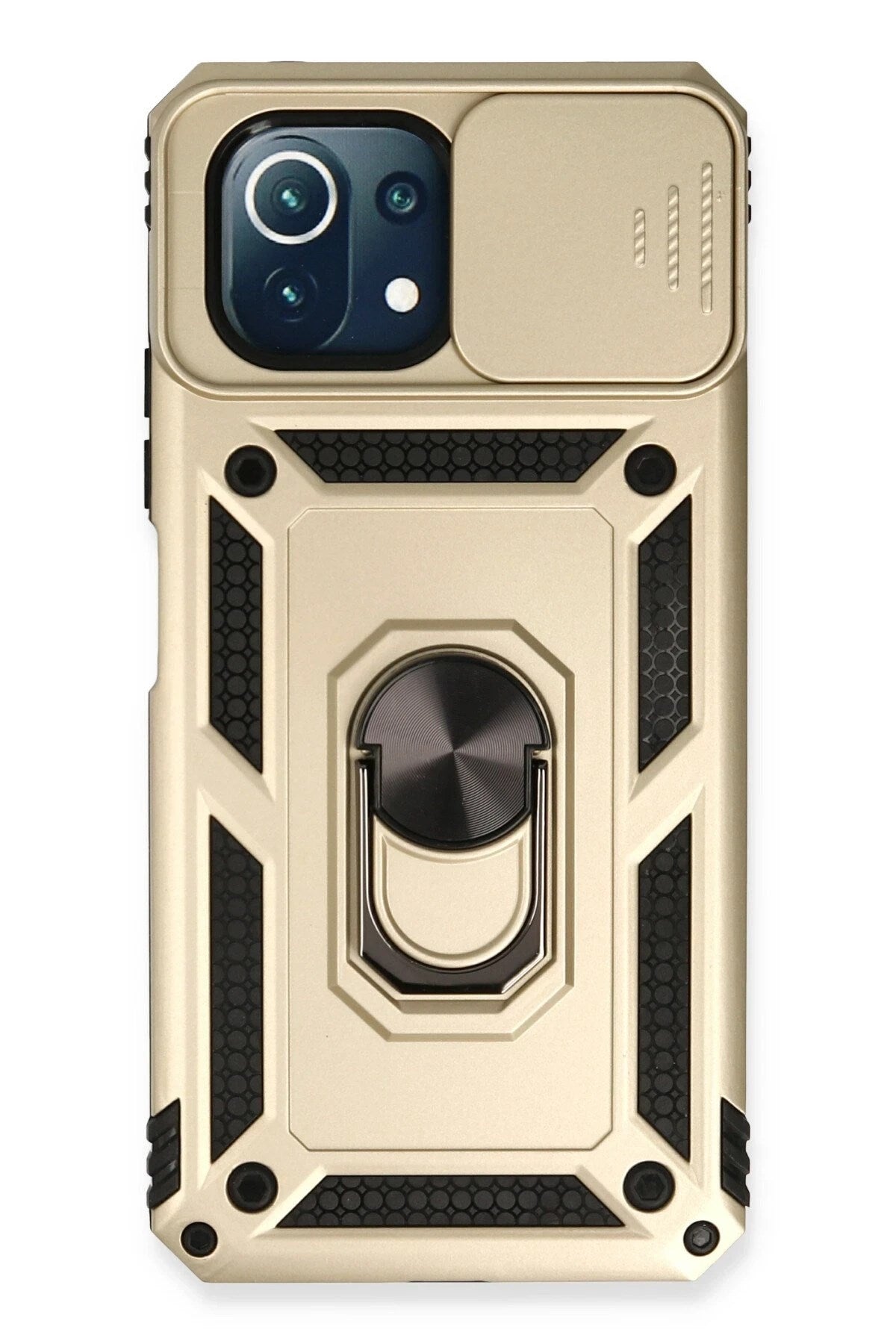 Mey İthalat® Mİ 11 Lite Kılıf Pars Lens Yüzüklü Silikon - Gold