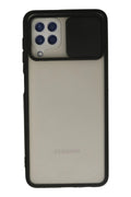 Mey İthalat® Samsung Galaxy A22 Kılıf Palm Buzlu Kamera Sürgülü Silikon - Siyah