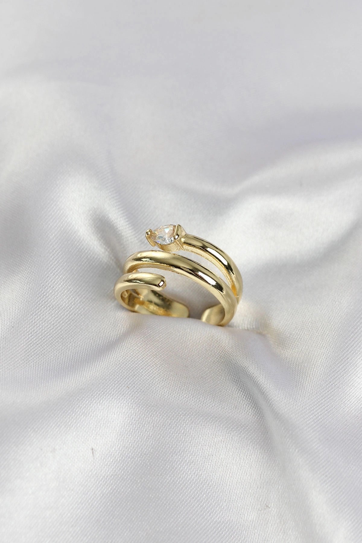 Mey İthalat® Pirinç Gold Renk Sarmal Yılan Model Kadın Yüzük