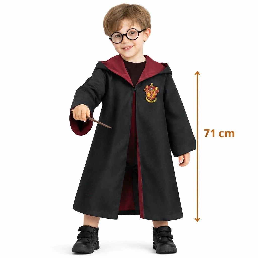 Mey İthalat® Harry Potter Çocuk Bebek Kostüm Seti – Asa Gözlük Pelerin 71 cm (2-4 Yaş)
