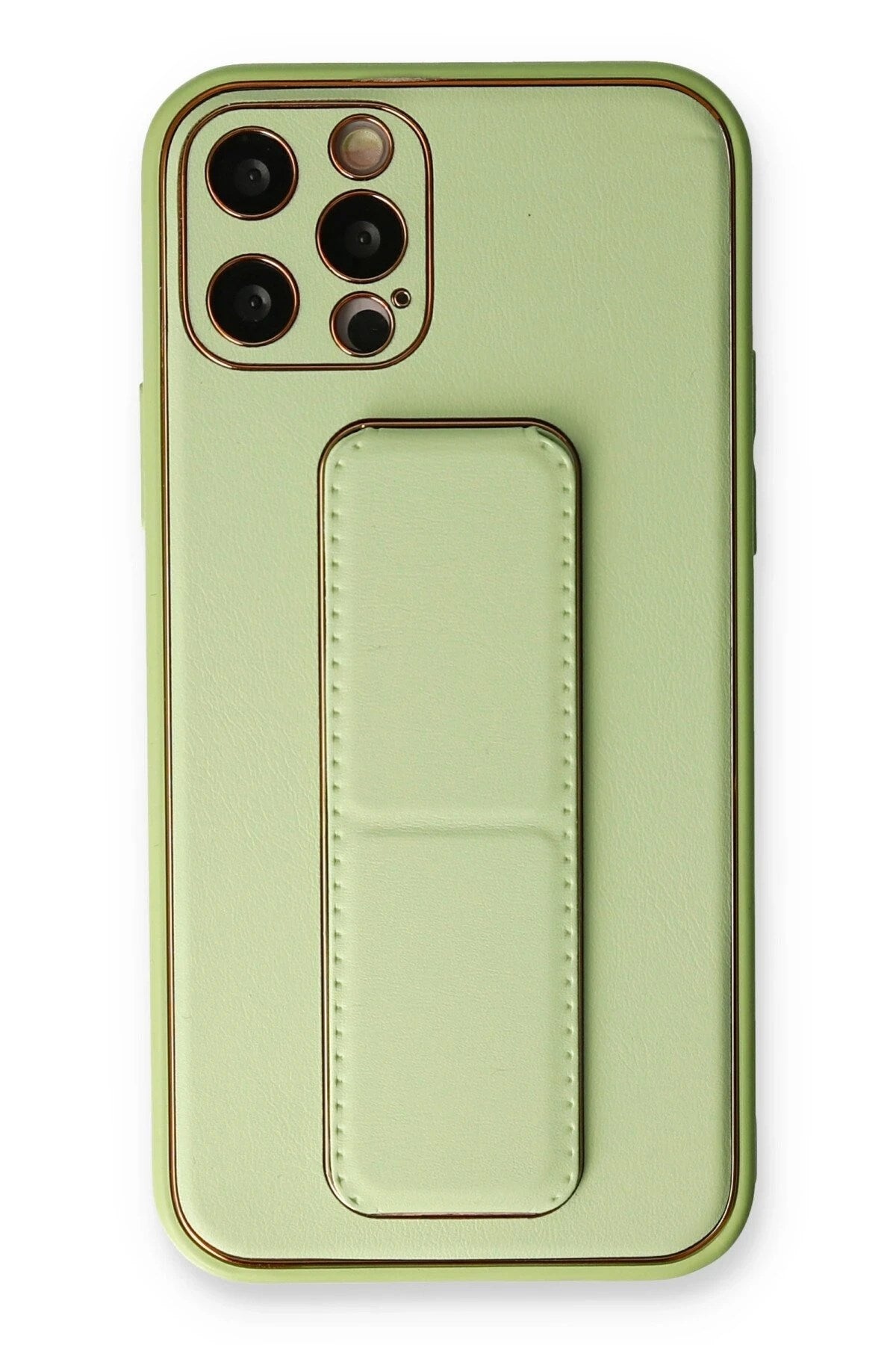 Mey İthalat® iPhone 12 Pro Kılıf Coco Deri Standlı Kapak - Su Yeşili