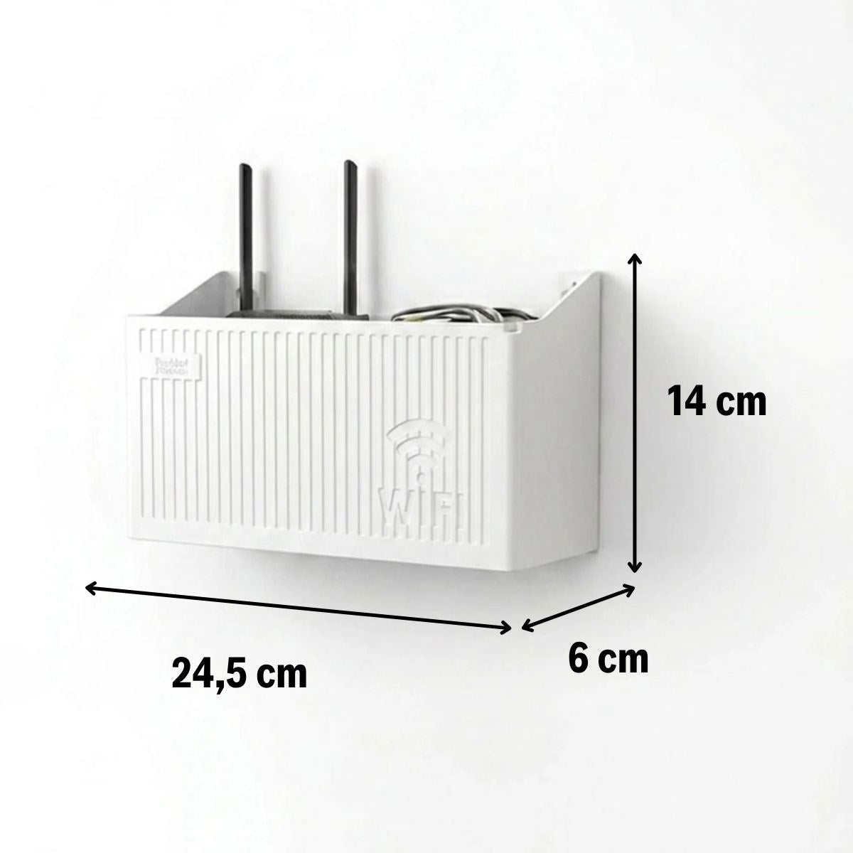 Duvar Tipi Wi-Fi Modem Saklama Kutusu(Beyaz) – Kablo Düzenleyici Router Raf Organizer