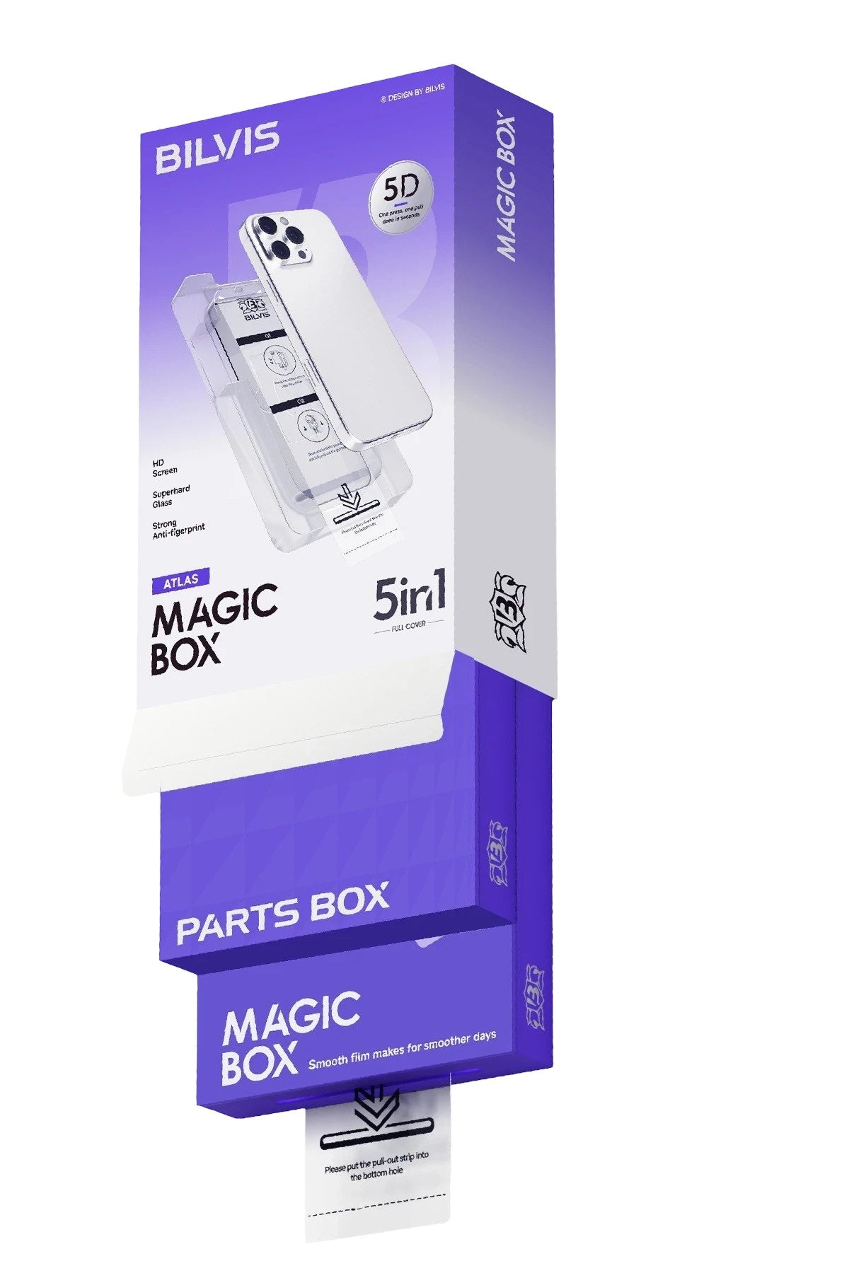 Mey İthalat® iPhone 14 Bilvis 5in1 3D Magic Cam Ekran Koruyucu - Siyah