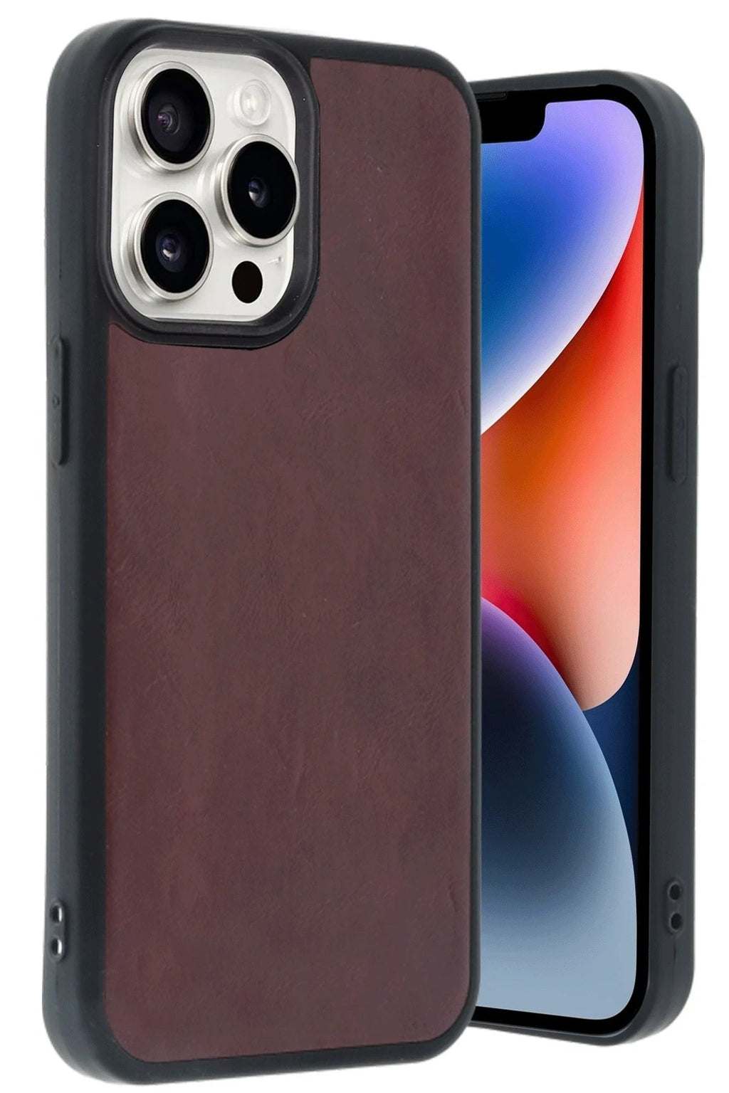 Mey İthalat® iPhone 14 Pro Max Kılıf Aras Deri Kapak - Bordo