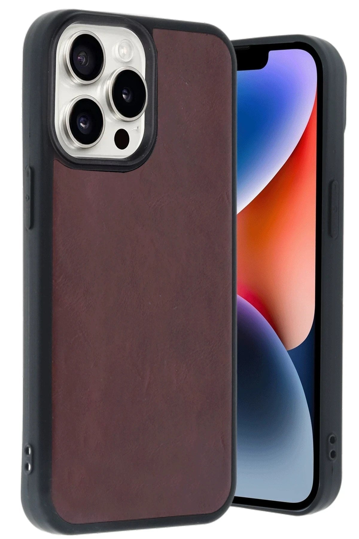 Mey İthalat® iPhone 14 Pro Max Kılıf Aras Deri Kapak - Bordo