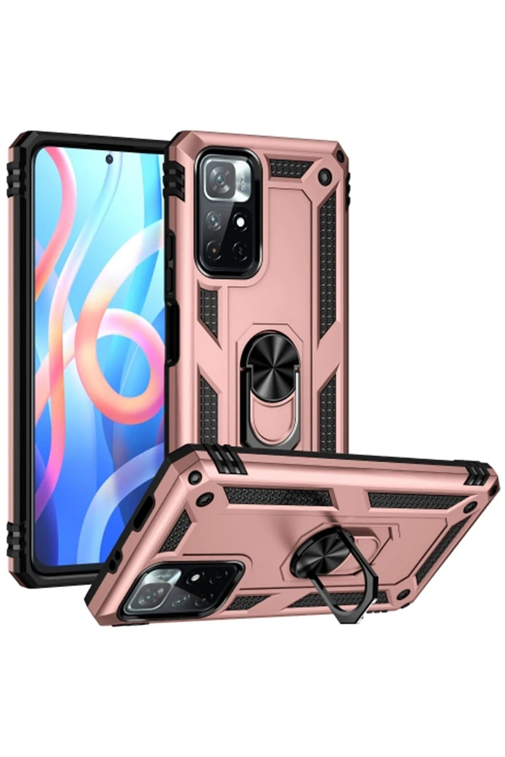 Mey İthalat® Redmi Note 11T Kılıf Sofya Yüzüklü Silikon Kapak - Rose