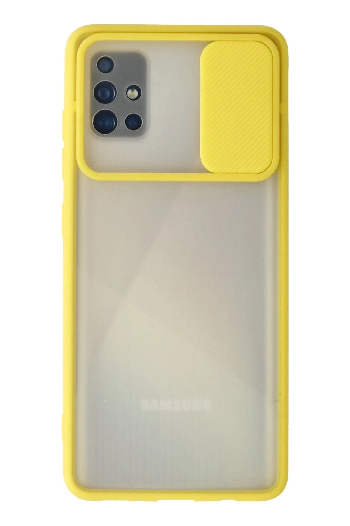Mey İthalat® Samsung Galaxy A71 Kılıf Palm Buzlu Kamera Sürgülü Silikon - Sarı