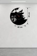 Mey İthalat® Kurt Temalı Lazer Kesim Ahşap Duvar Saati - 40x40 cm Dekoratif