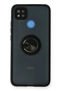 Mey İthalat® Redmi 9C Kılıf Montreal Yüzüklü Silikon Kapak - Siyah