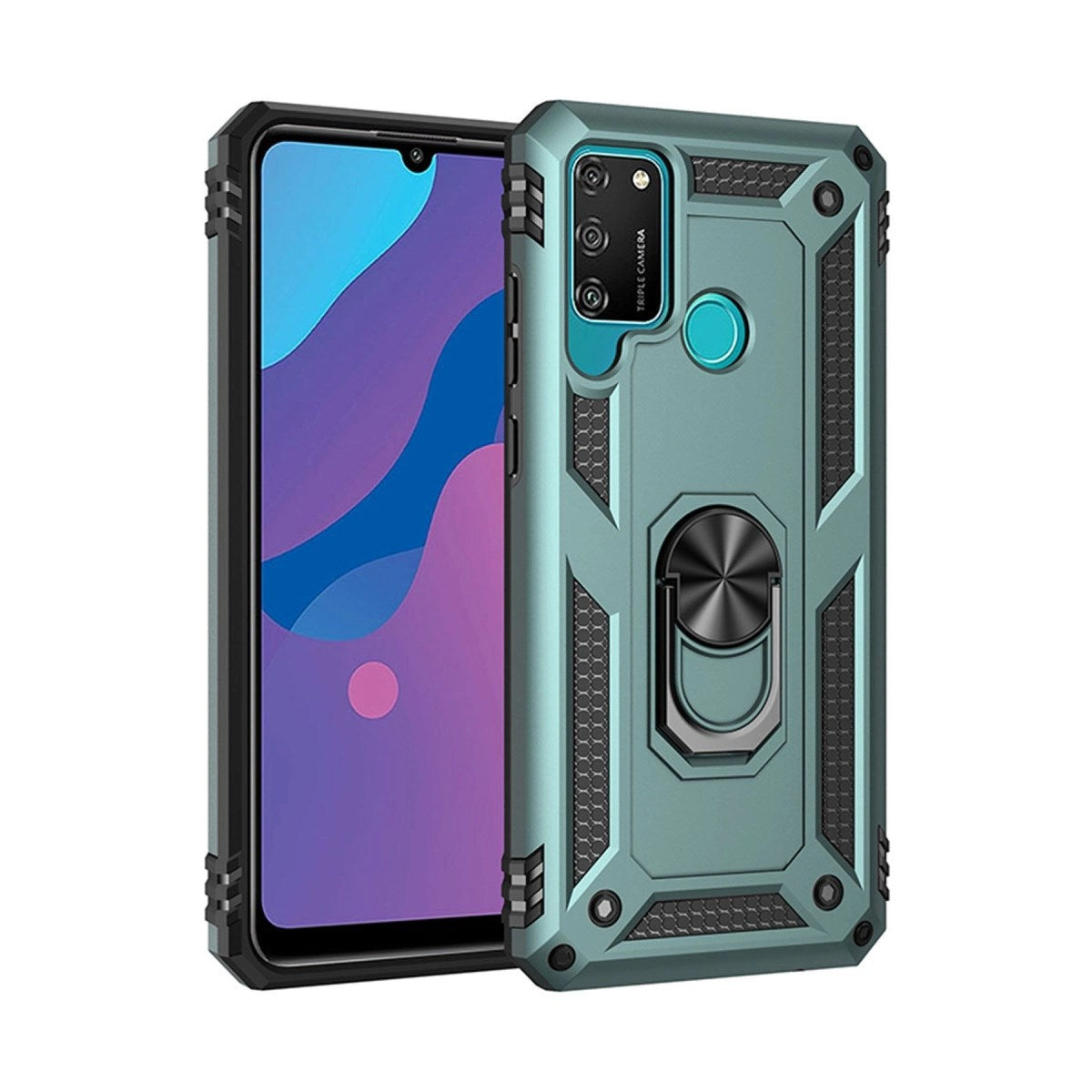 Mey İthalat® Huawei Y6P Kılıf Sofya Yüzüklü Silikon Kapak - Yeşil