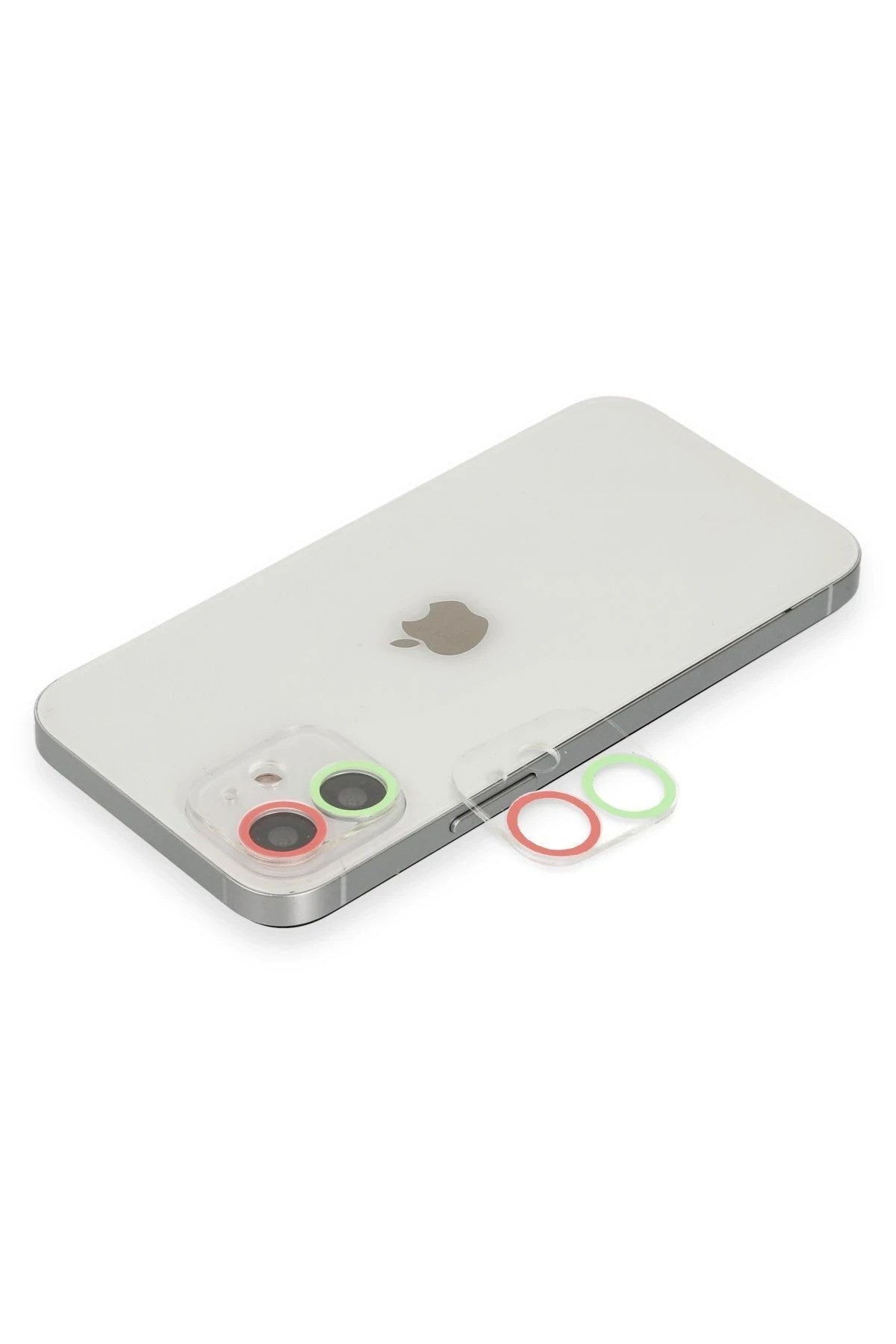 Mey İthalat® iPhone 12 Mini Renkli Kamera Lens Koruma Cam - Yeşil-Pembe