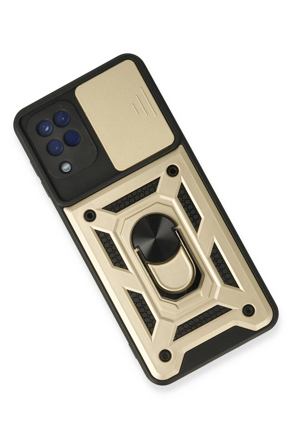 Mey İthalat® Samsung Galaxy A22 Kılıf Pars Lens Yüzüklü Silikon - Gold