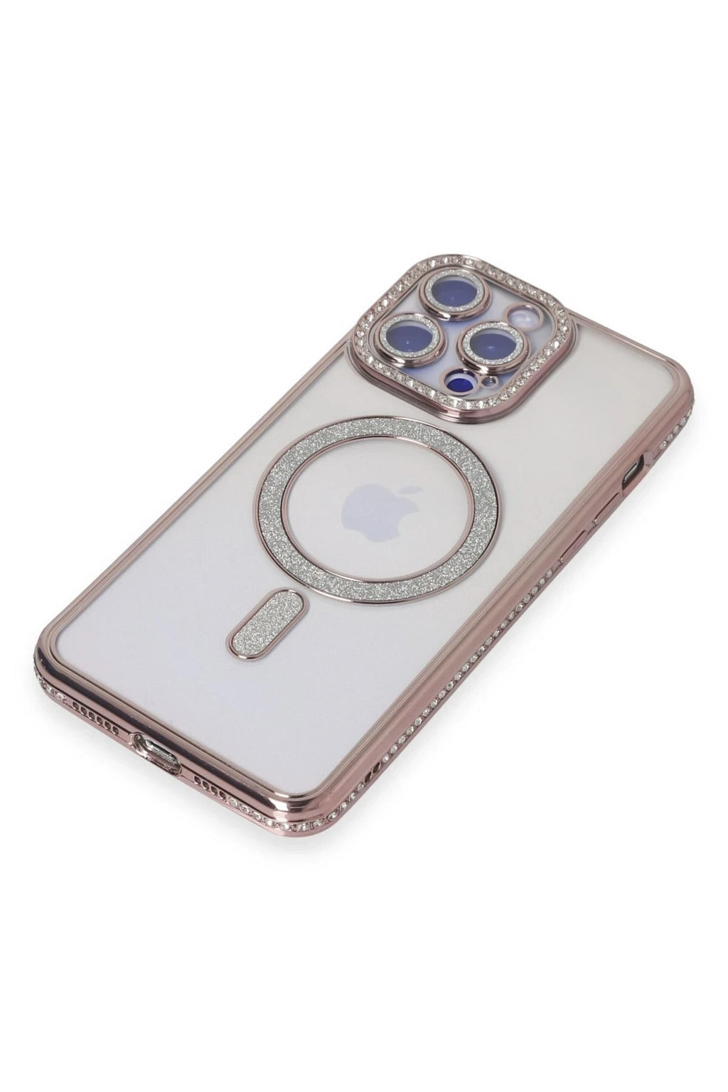 Mey İthalat® iPhone 14 Pro Max Kılıf Joke Simli Magneticsafe Kılıf - Pembe