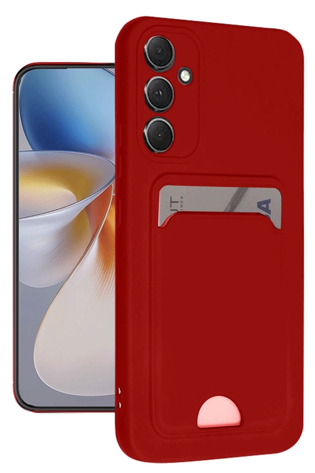Mey İthalat® Samsung Galaxy A16 5G Kılıf Kelvin Kartvizitli Silikon - Kırmızı