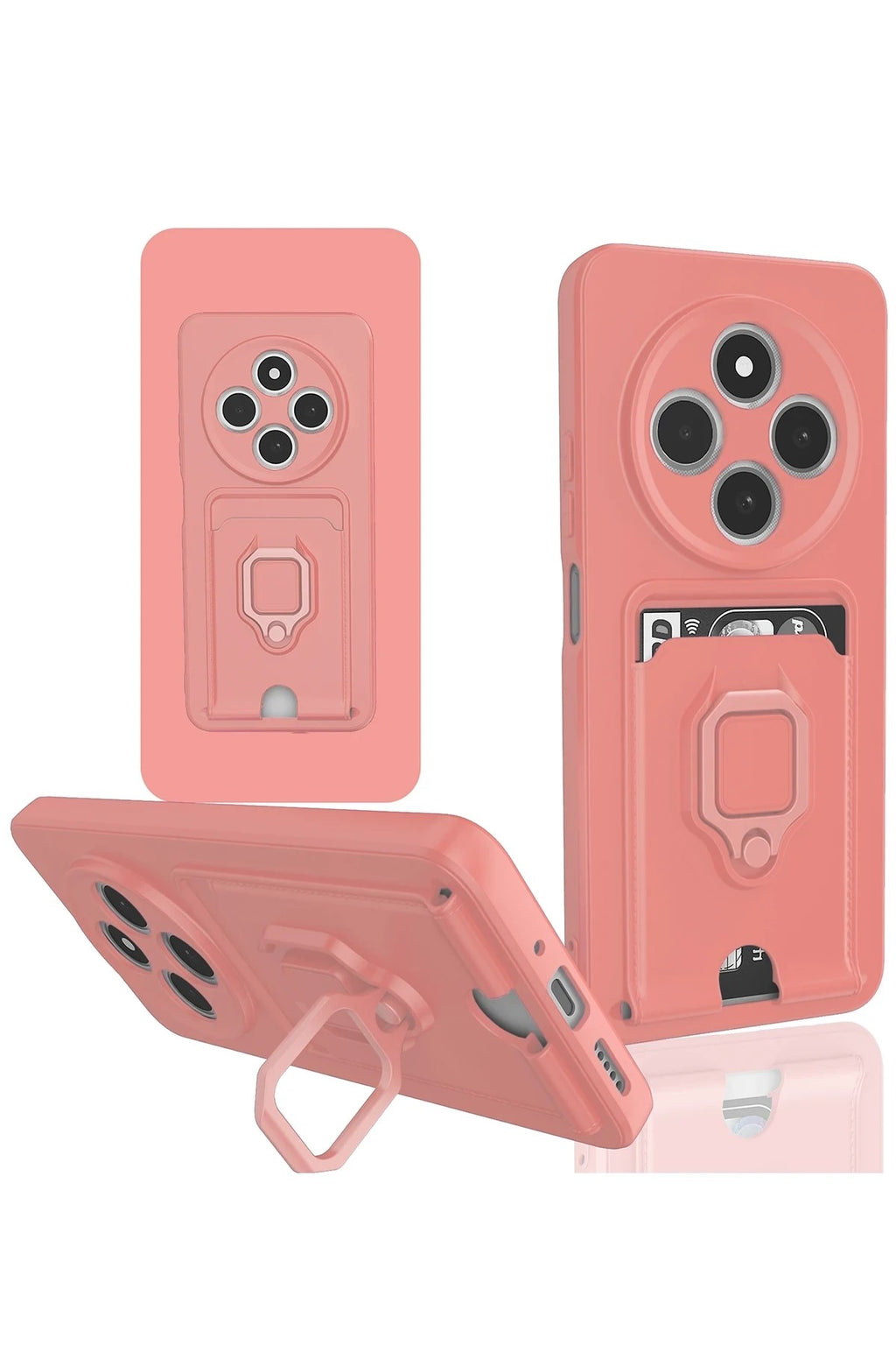 Mey İthalat® Redmi 14C Kılıf Zuma Kartvizitli Yüzüklü Silikon - Pembe