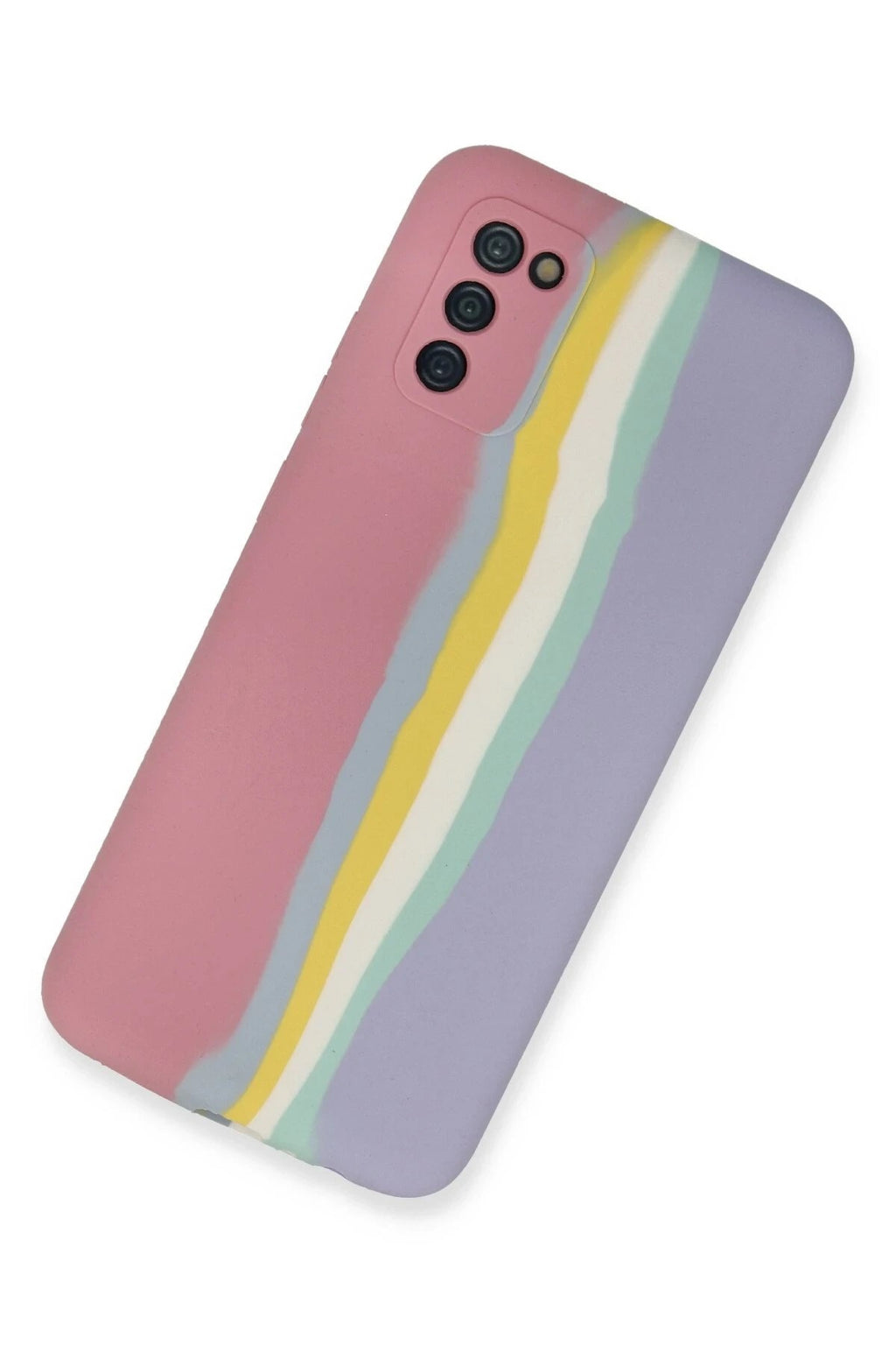 Mey İthalat® Samsung Galaxy A03S Kılıf Ebruli Lansman Silikon - Pembe-Lila