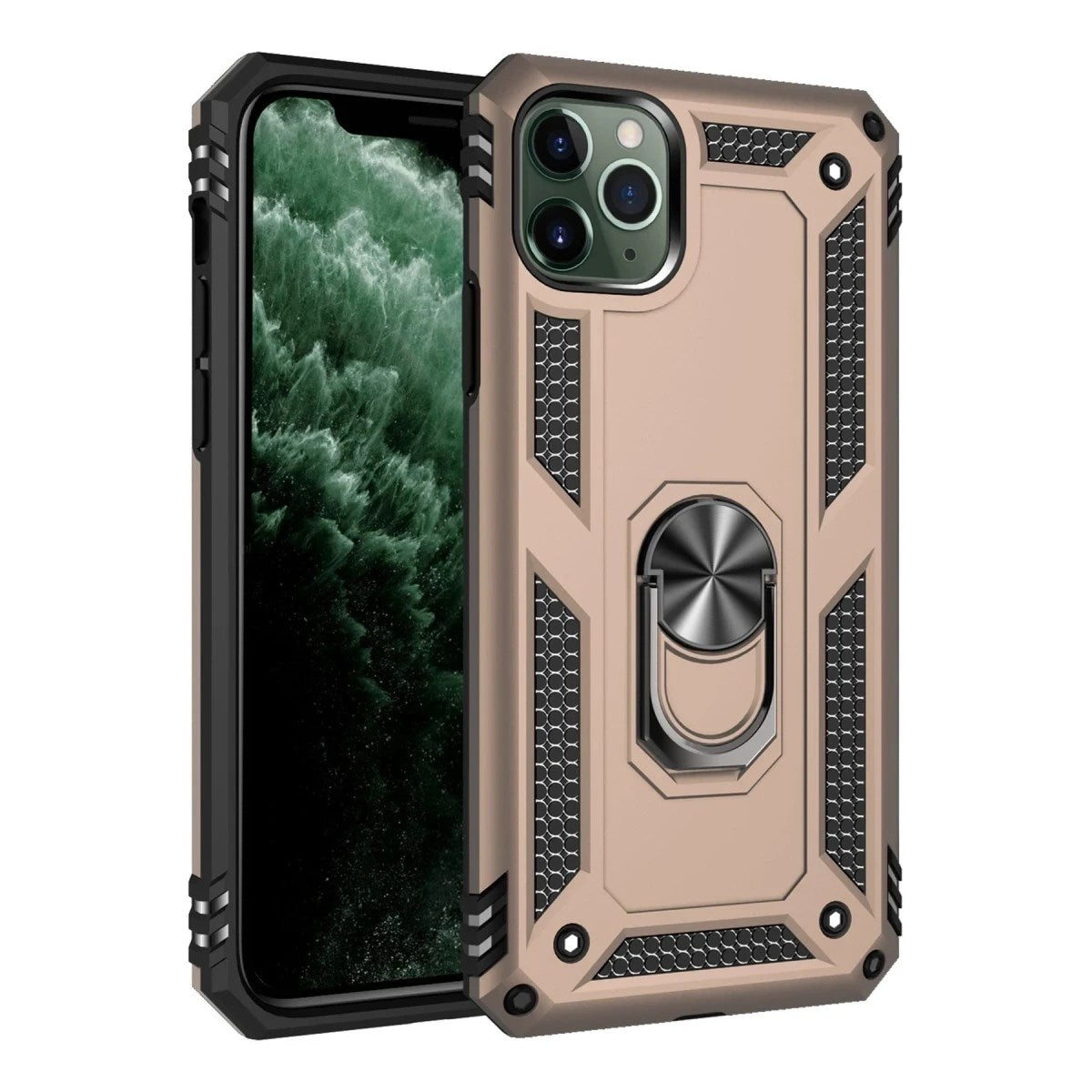Mey İthalat® iPhone 11 Pro Kılıf Sofya Yüzüklü Silikon Kapak - Gold