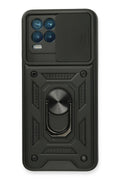 Mey İthalat® Realme 8 Kılıf Pars Lens Yüzüklü Silikon - Siyah