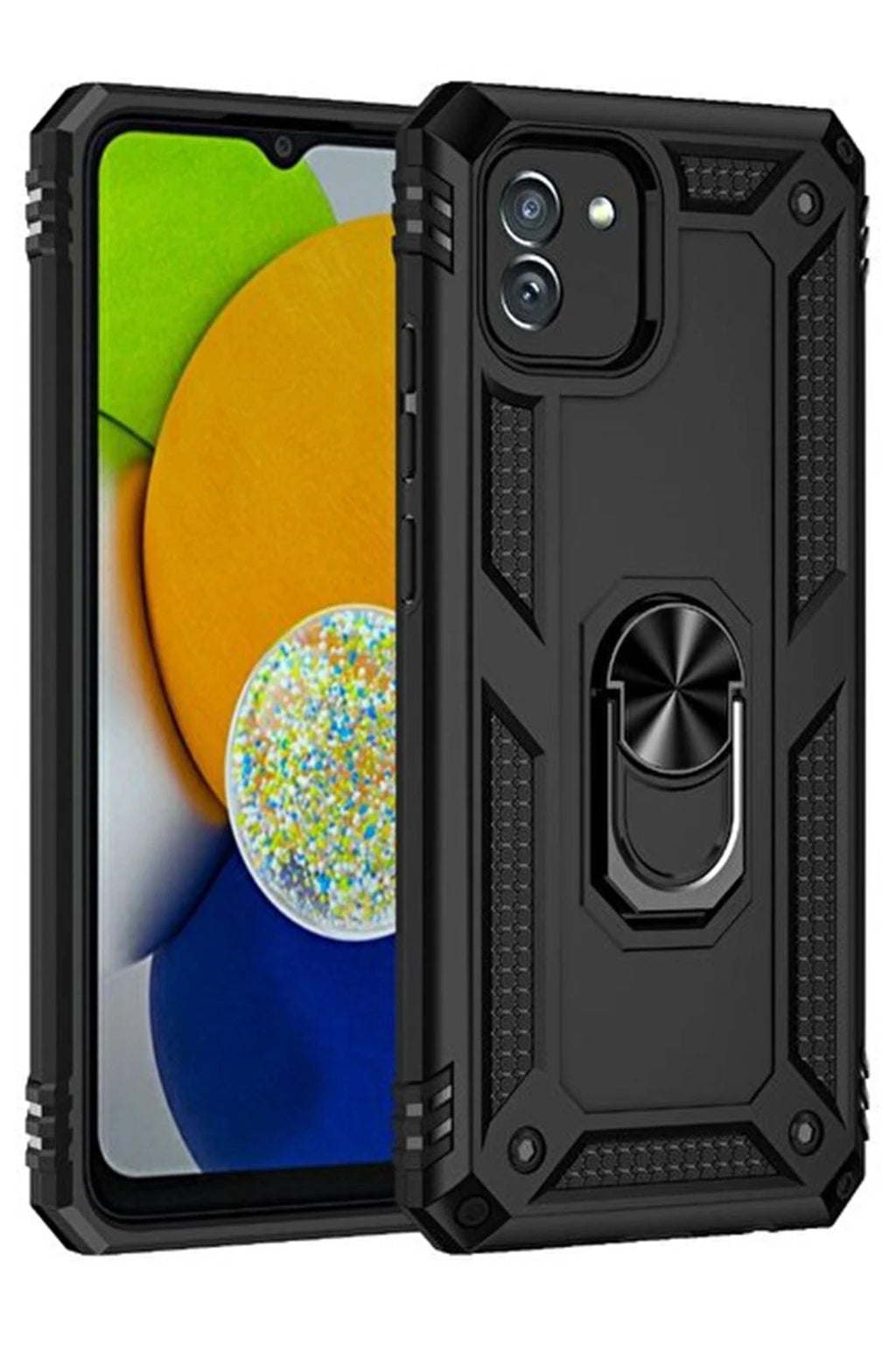 Mey İthalat® Samsung Galaxy A03 Kılıf Sofya Yüzüklü Silikon Kapak - Siyah