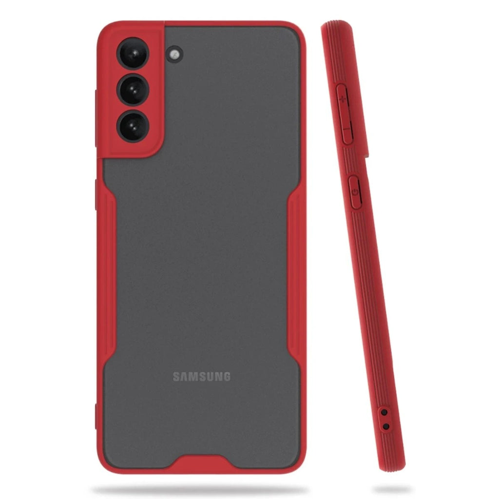 Mey İthalat® Samsung Galaxy S21 Plus Kılıf Platin Silikon - Kırmızı