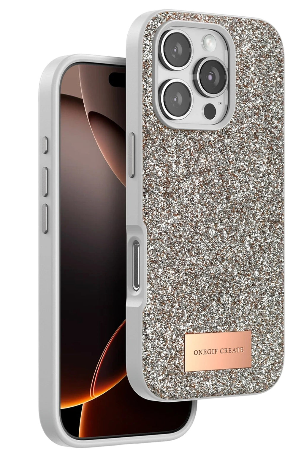 Mey İthalat® iPhone 16 Pro Bright Simli Kapak - Gold