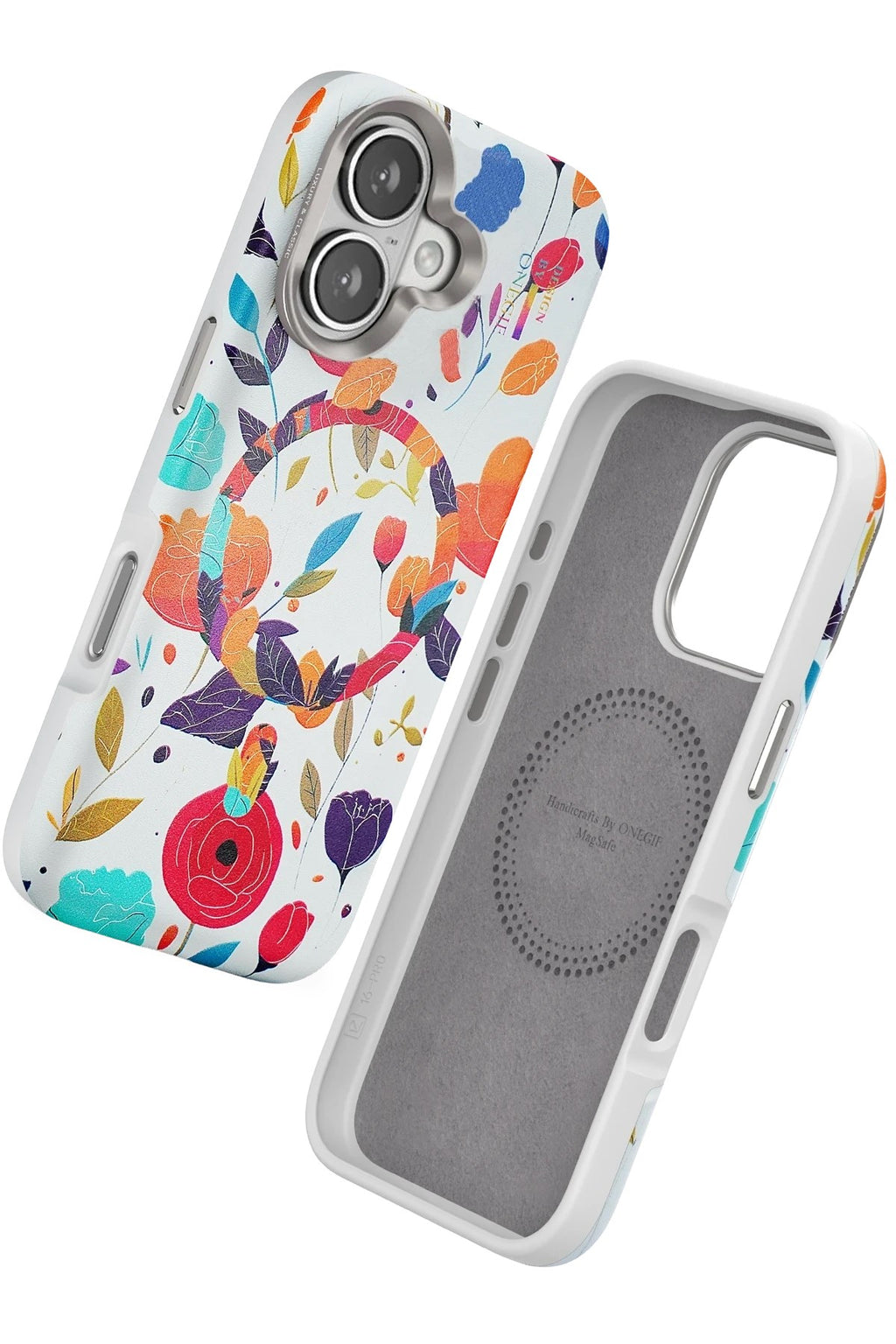 Mey İthalat® iPhone 16 Flower Series Magsafe Kapak - Beyaz