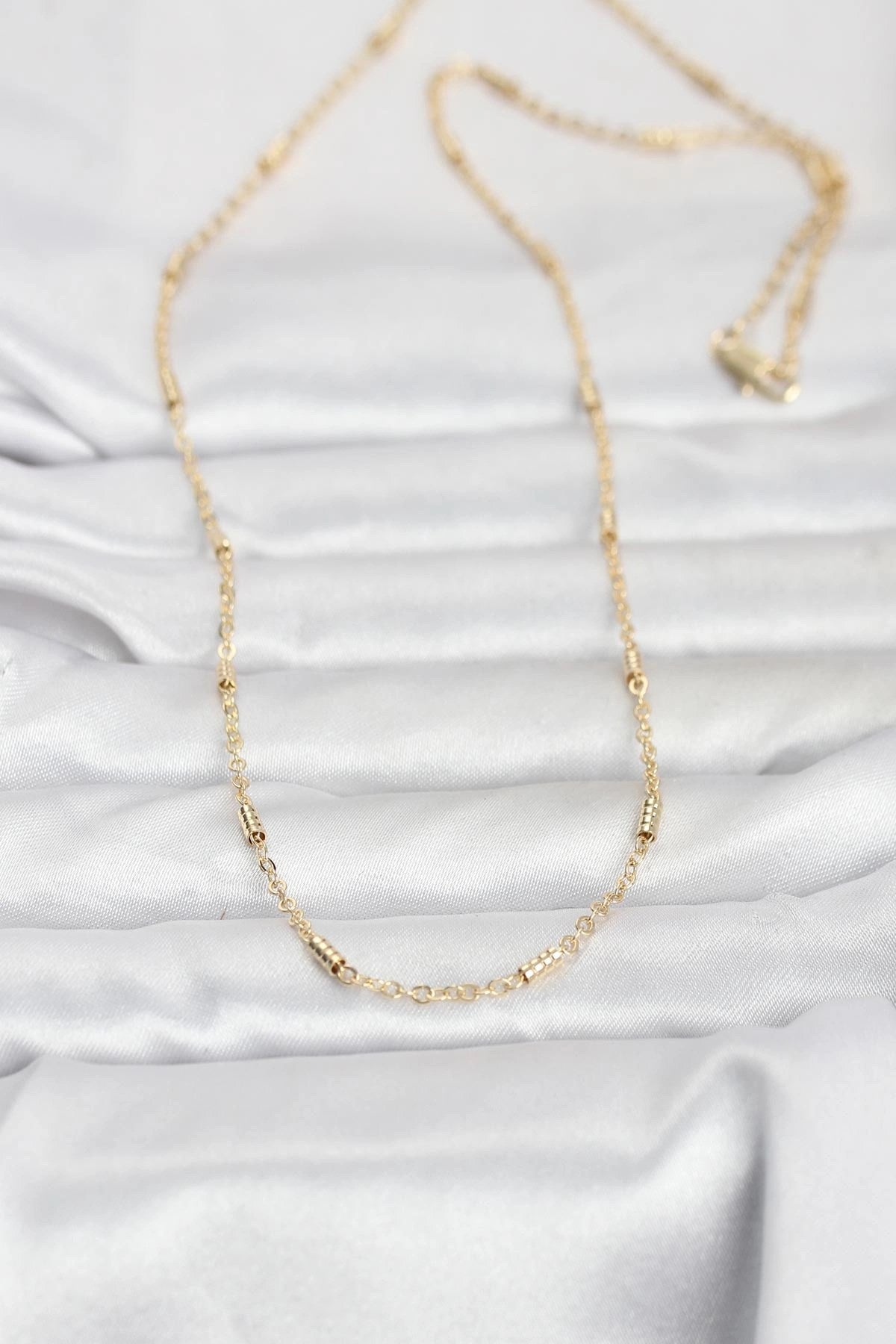 Mey İthalat® CM 14K Gold Renk Bar Zincir Model 60 cm Kadın Kolye