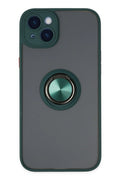 Mey İthalat® iPhone 14 Kılıf Montreal Yüzüklü Silikon Kapak - Yeşil