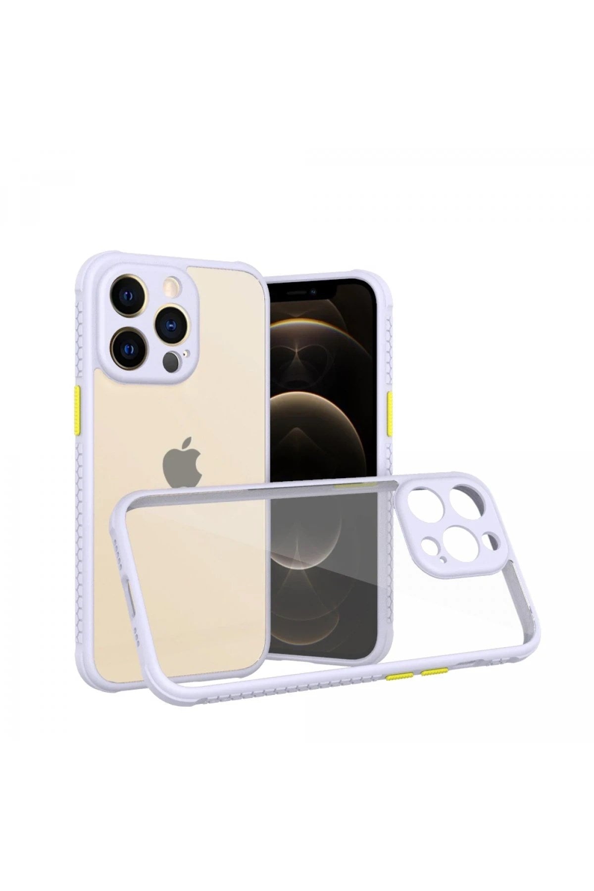 Mey İthalat® iPhone 13 Pro Kılıf Miami Şeffaf Silikon - Lila