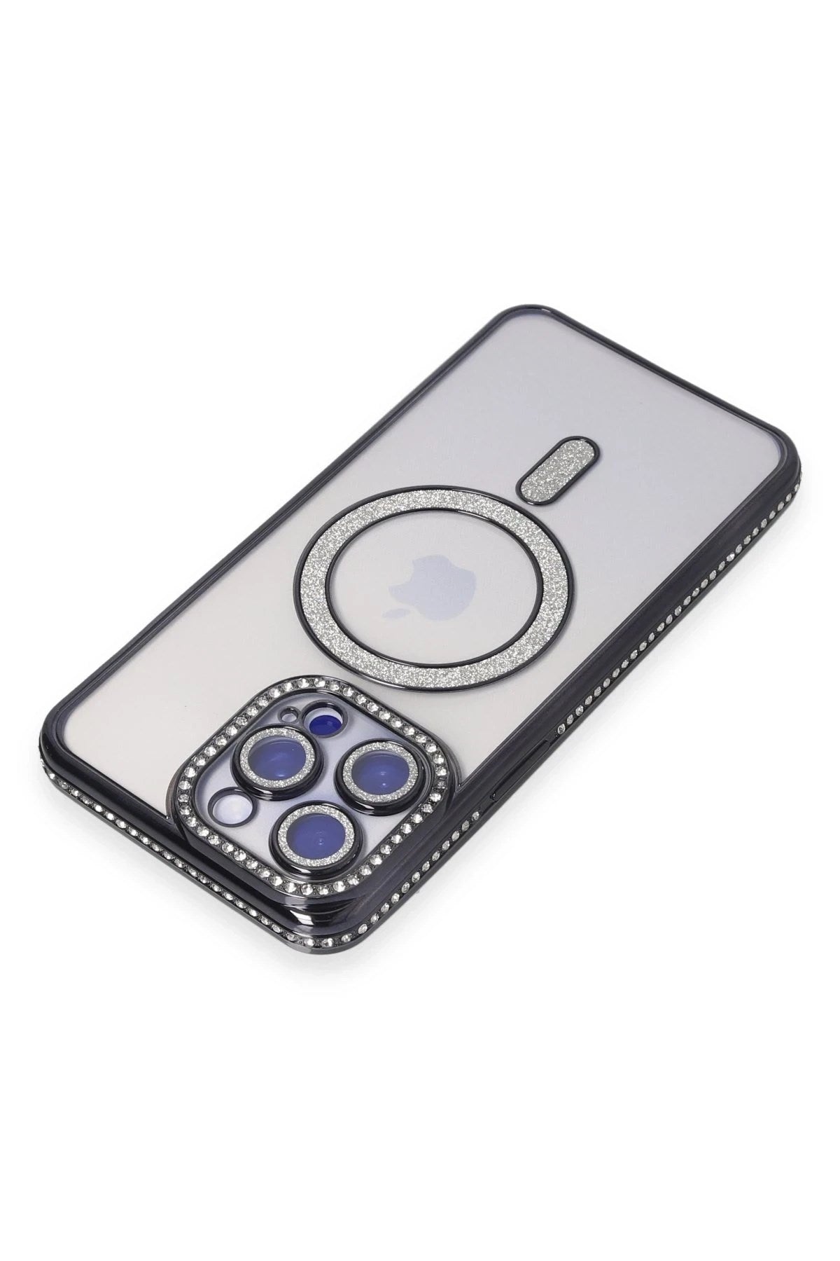 Mey İthalat® iPhone 14 Pro Max Kılıf Joke Simli Magneticsafe Kılıf - Siyah