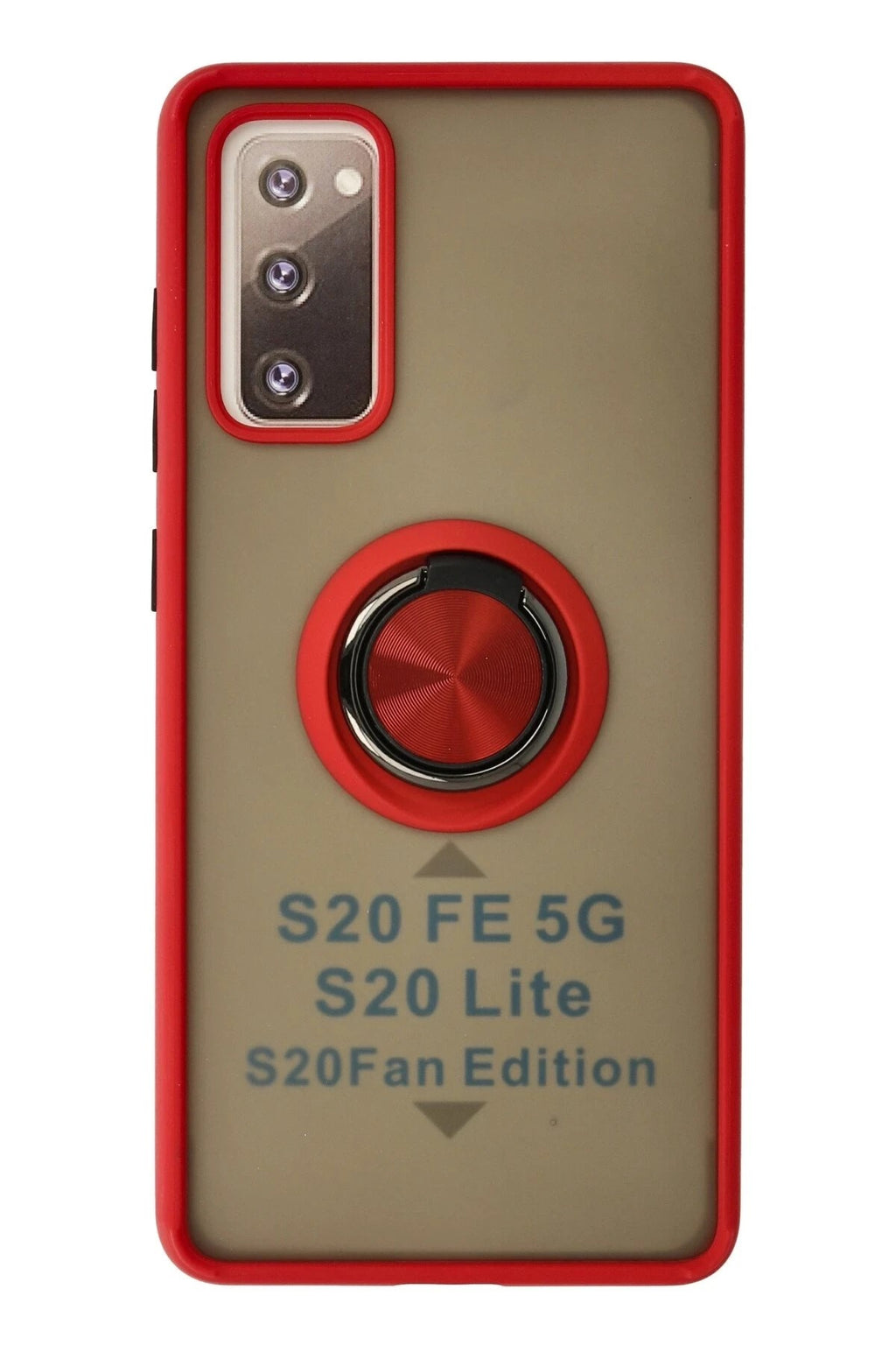 Mey İthalat® Samsung Galaxy S20 FE Kılıf Montreal Yüzüklü Silikon Kapak - Kırmızı