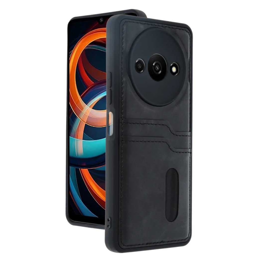 Mey İthalat® Redmi A3 4G Kılıf Sara Kartvizitli Deri Kılıf - Siyah