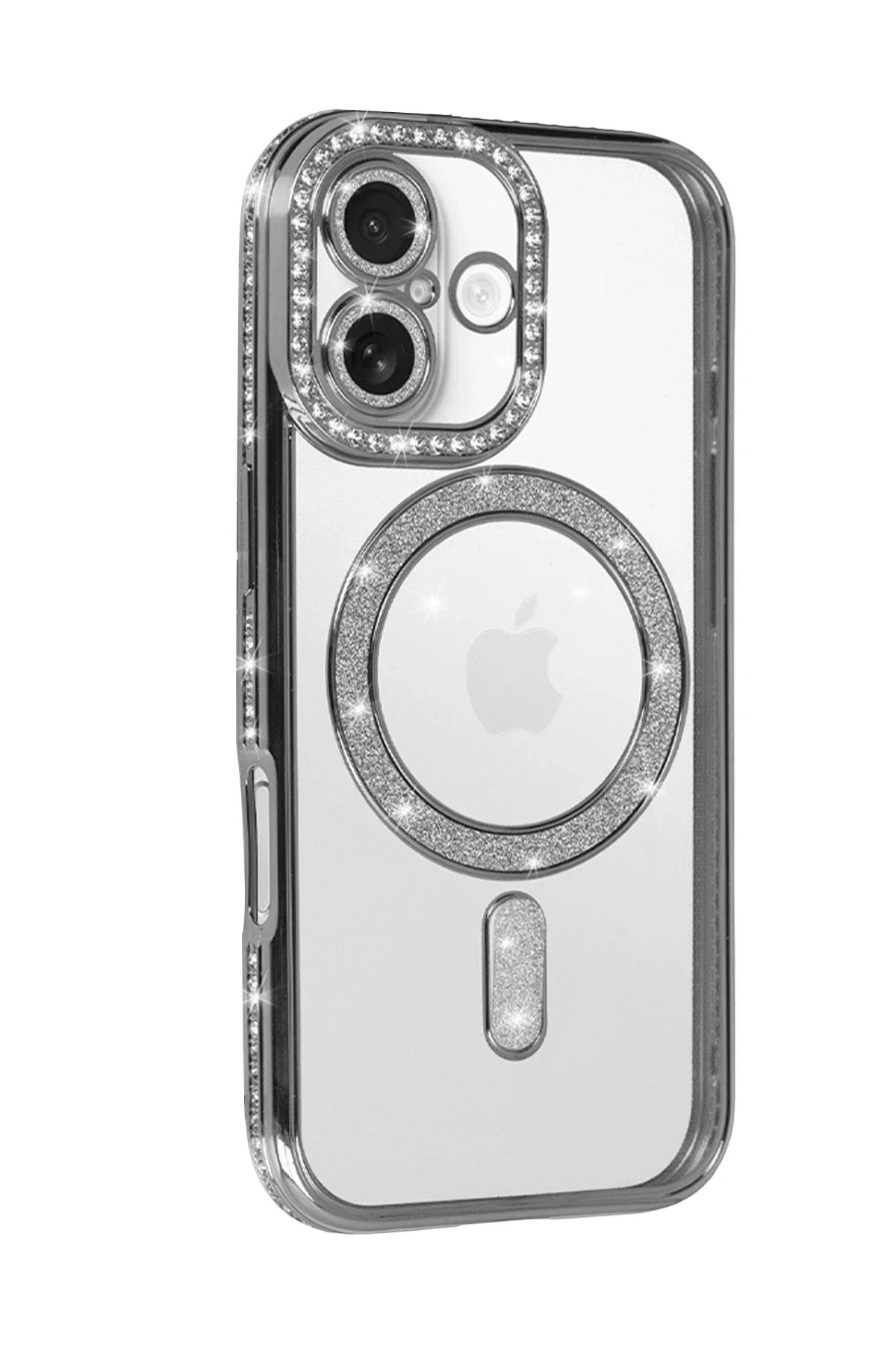 Mey İthalat® iPhone 17 Joke Simli Magneticsafe Kılıf - Gümüş