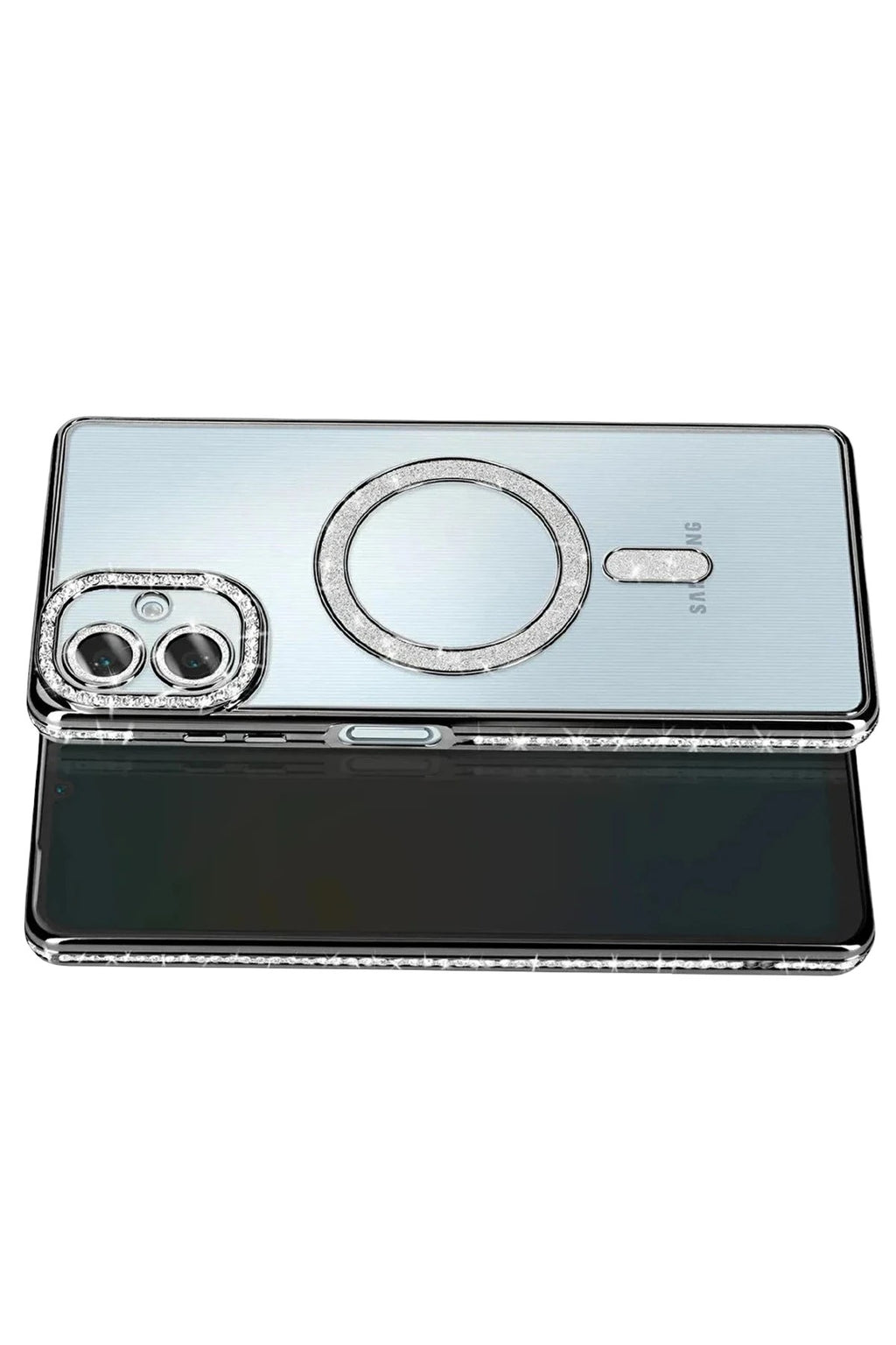 Mey İthalat® Samsung Galaxy A07 4G Joke Simli Magneticsafe Kılıf - Siyah