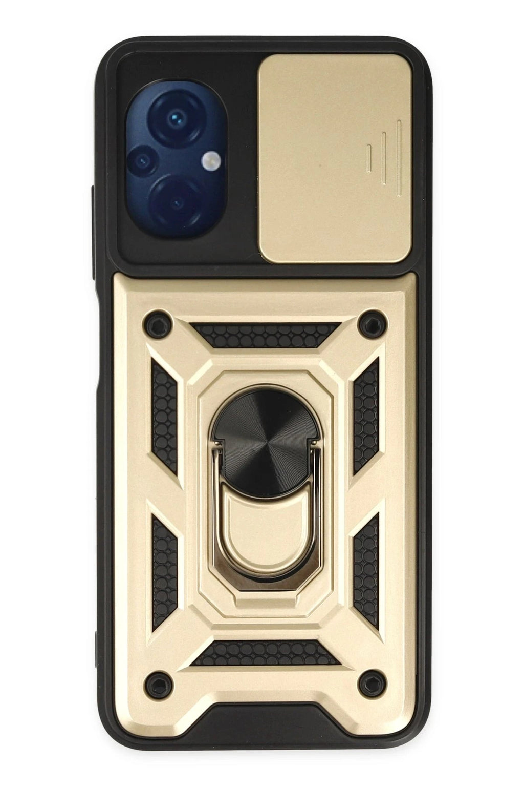 Mey İthalat® Poco M5 Kılıf Pars Lens Yüzüklü Silikon - Gold