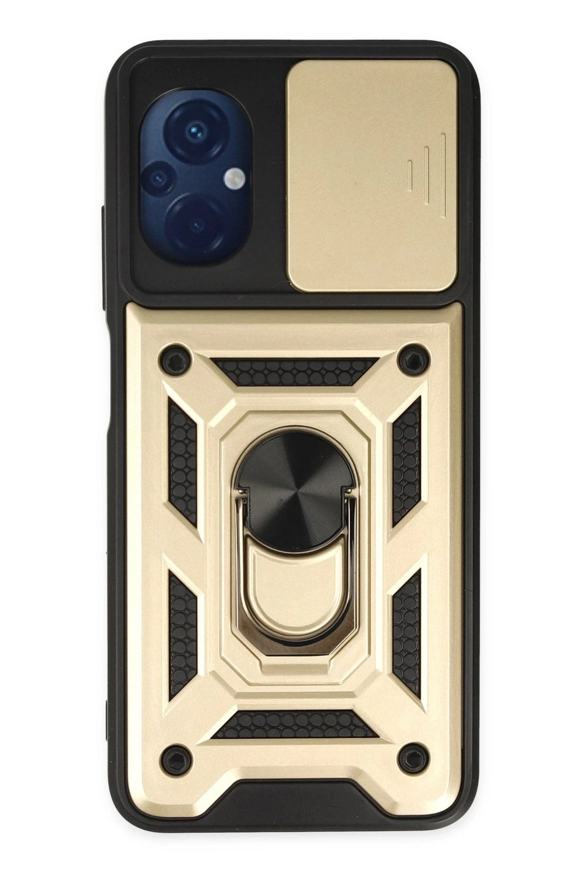 Mey İthalat® Poco M5 Kılıf Pars Lens Yüzüklü Silikon - Gold