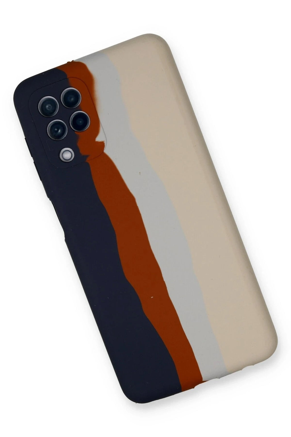 Mey İthalat® Samsung Galaxy A22 Kılıf Ebruli Lansman Silikon - Lacivert-Krem